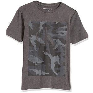 Calvin Klein Boys' Short Sleeve Logo Crew Neck Tee Shirt, Size Large (14-16)
